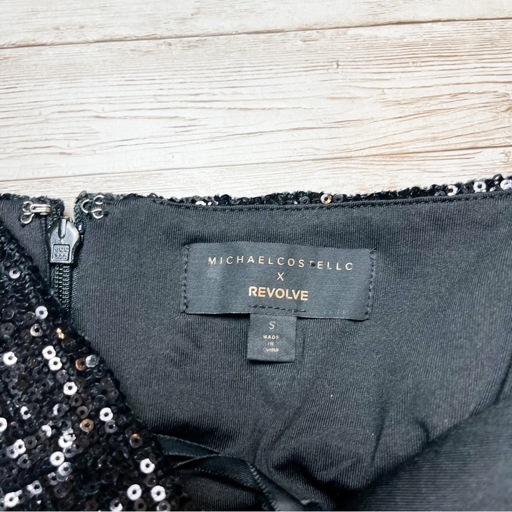 Michael Costello x Revolve Taylor Mini Dress in Black Sequin Size Small - Picture 4 of 7